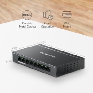 Mercusys MS108GP Настольный коммутатор с 8 гигабитными портами (7 портов PoE+)