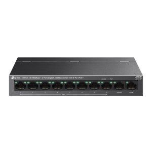 LS1210P Настольный 8-портовый коммутатор 10/100 Мбит/с  с поддержкой PoE+ и 2 гигабитными портами
